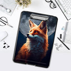 Clipboard with Storage,Office Supplies Nursing Clipboards Folder with Pen Holder Plastic Foldable Clip Board with Storage for Nurse Teacher,Fox and Moon