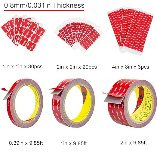Double Side Tape Heavy Duty,1in x 10ft Mounting Tape Strong Adhesive Double Sided Tape Waterproof Foam Tape for LED Strip Light Tape Picture Hanging Strips for Wall