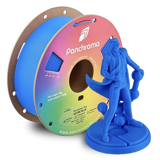 Panchroma PLA Azure Blue 3D Printer Filament, 1.75mm, 1kg Spool, Easy to Print, High Speed Printing, Tangle Free, AMS Compatible, Perfect for Toys, Decor, Miniatures, Models & Cosplay