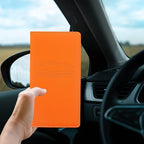 Car Registration and Insurance Holder, Premium Pu Leather Vehicle Glove Box Organizer - for Driver License, Cards & Essential Documents (L-Orange)