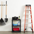 Gracious Living 4 Pack Light Duty Storage Shelves, Knect-A-Shelf 3-Shelf Ventilated Shelving Rack Organizer for Home, Garage, Basement, Laundry, Black
