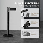 6-Pack Black Stanchion Posts with Retractable Belts, Hollow Sand-Fillable Base for Maximum Stability, Crowd Control Queue Barriers for Theaters, Parties, Weddings, Exhibitions