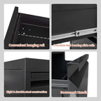4 Drawer File Cabinet with Wheels,Metal Mobile Filing Cabinets with Lock,Black Rolling File Cabinet for Home Office,Heavy Duty Storage Cabinet for A4/Letter/Legal Size File,Assembly Required