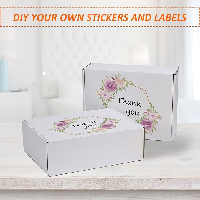 HORLIMER 12x9x4 inches Shipping Boxes Set of 50, White Medium Corrugated Cardboard Box Literature Mailer