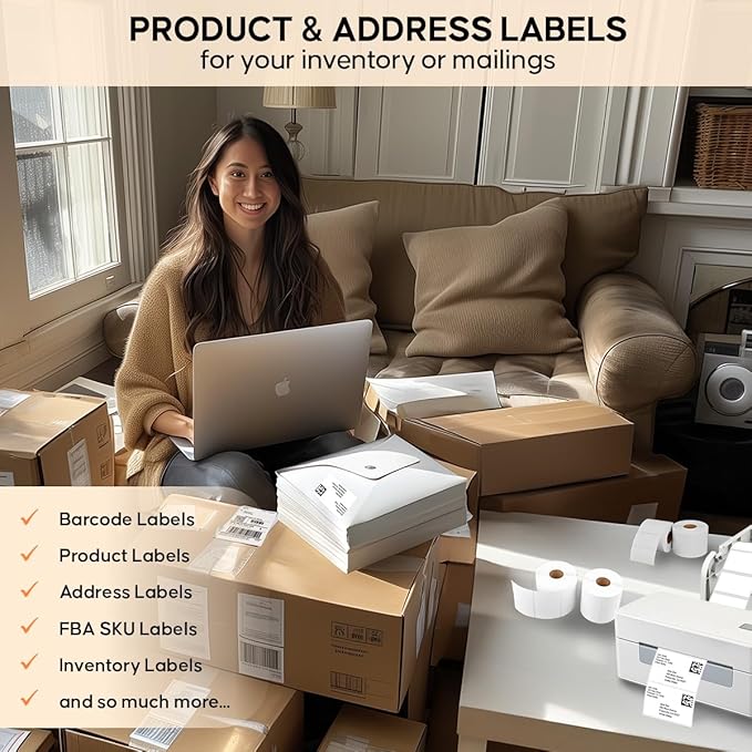 2 Rolls of 3 x 2 Inches Direct Thermal Labels, Compatible with Arkscan and Zebra Label Printers, 700 Labels per Roll