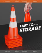 12 Pack HiGiant 28 inch Traffic Safety Cones with Reflective Collars, Sturdy Orange PVC Cones for Road Safety, Parking lot and Driving Training