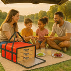 Bodaon Insulated Food Delivery Bag 16" x 16" x 6" – Compact Pizza Bag Holds Up to 3 Pizza Boxes, Foldable Thermal Carrier Cooler for Commercial Food Delivery Staff, Red