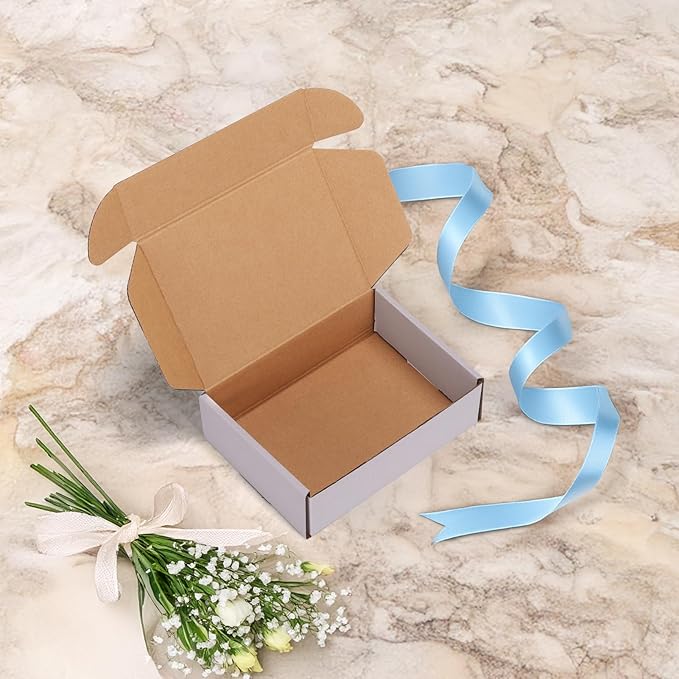 RLAVBL 7x5x2 Small Shipping Boxes Set of 40, White Corrugated Cardboard Mailer Box for Packing, Mailing, Business