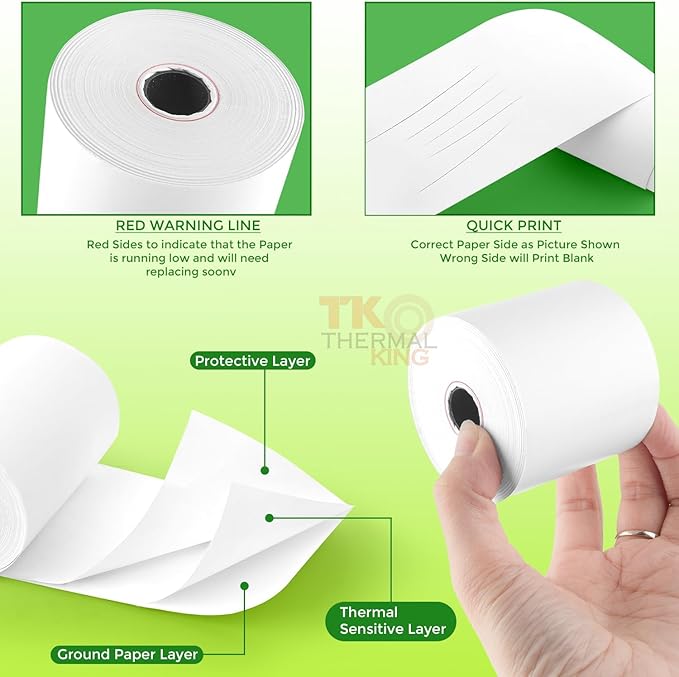 (10 Rolls) 2 1/4" x 165' Thermal Paper, POS Receipt Paper for Retail Business Cash Register, Fits Most Credit Card Terminal