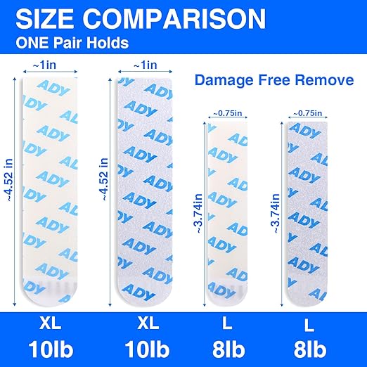 ADY Picture Hanging Strips Heavy Duty 40Pairs，Damage Free Removable Picture Hangers, Refill Adhesive Strips for Rent Room, Hook and Loop Strips Mounting Tape for Painted Wall