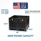 Hudson Exchange 48 x 45 x 34" (2000 lb Capacity) Collapsible Bulk Container With Access Doors, Black