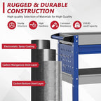 3 Tier Rolling Tool Cart on Wheels, Heavy Duty Industrial Utility Cart Service Cart with Drawer and Screwdriver Rack Pegboard, 550 LBS Mobile Tool Storage Organizer for Workshop, Garage(Gray-Blue)