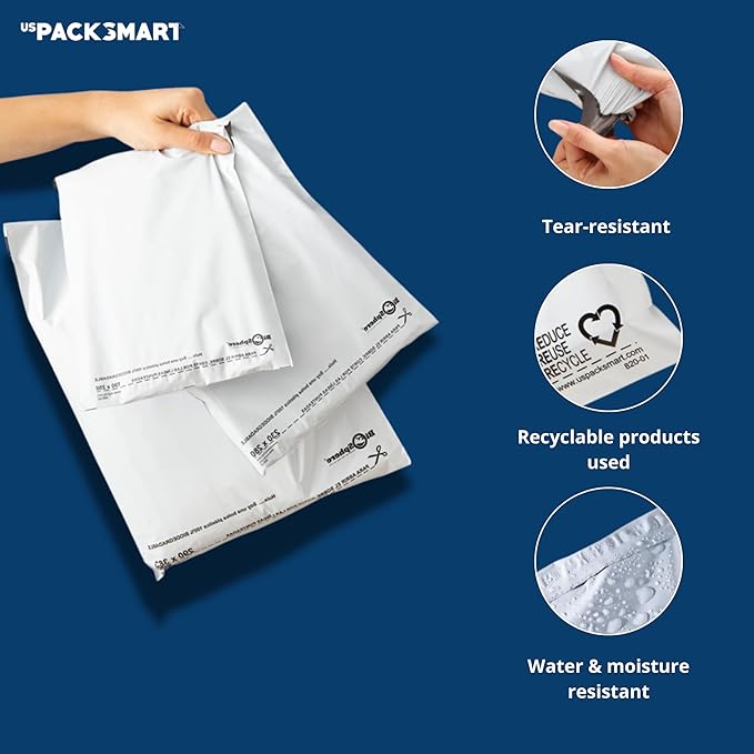 White Plastic Poly Mailers 24"x24" | Shipping Bags for Clothing, Books, and Accessories | Durable Shipping Envelopes, Waterproof, Tear-Proof with Strong Self-sealing Adhesive | 100-Pack