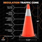 Xpose Safety 28 Inch Orange Traffic Cones with 6" Collar - 8 Pack Multipurpose PVC Plastic Safety Cone for Parking, Soccer, Caution, Kids and Construction - DOT Approved