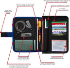 Glove Box Compartment Organizer - Car Document Holder - Owner Manual Case Pouch - Vehicle Storage Wallet for Registration & Insurance Card - Premium Auto Paperwork Holder - Log Book included - Blue