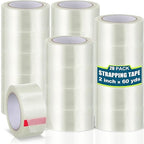 Treela 20 Rolls Strapping Tape 2 Inch X 60 Yards 5.5 Mil Fiberglass Filament Tape Transparent Reinforced Heavy Duty Packing Strips for Shipping Sealing Binding Fixing