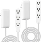 LIDER Flat-Face Outlet Extender with 3 Receptacles, Ultra-Thin Wall Plate Plug with Cord Extender and 3-Outlet Power Strip, 8ft Cord, LWE8-315-W2P, ETL-Listed, White, 2 Pack