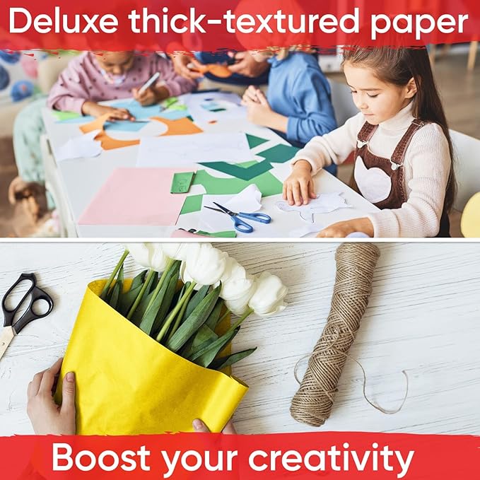 12" x 1200" (100 ft) Yellow Kraft Paper Roll - Value Pack of 2, 45 lbs Thickness, Made in USA - Odorless, Non-Toxic, Safe for Kids - School, Bulletin Board Paper