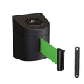 Crowd Control Warehouse - CCW Series WMB-220 Fixed Wall Mount Retractable Belt Barrier - 15 Foot, Green Belt with Black ABS Case