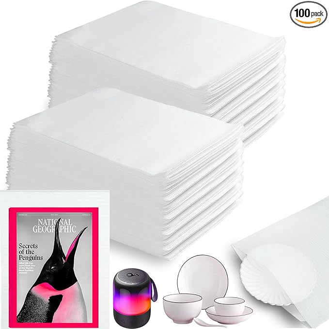 100 Pack Foam Pouches, Cushion Foam Wrap Pouches for Moving and Storing, 12"x14" Foam Wrap Pouches Protect Fragile Items, Protect Mug, Glasses, China, and Dishes, Packing Supplies