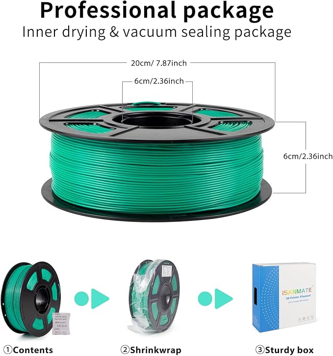 iSANMATE ASA Filament 1.75mm Emerald Green 1KG, UV & Weather Resistant 3D Printer Filament Perfect for Outdoor Functional Parts, Dimensional Accuracy +/- 0.02mm, 1kg Spool (2.2lbs)