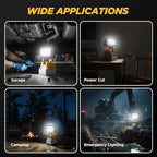 2Pack 6000 Lumen LED Work Light Compatible with Dewalt 20V Max Battery, Cordless Jobsite Flood Light with Dual USB-A Charging Ports, Bright Portable Outdoor Flashlight (Battery Not Included)