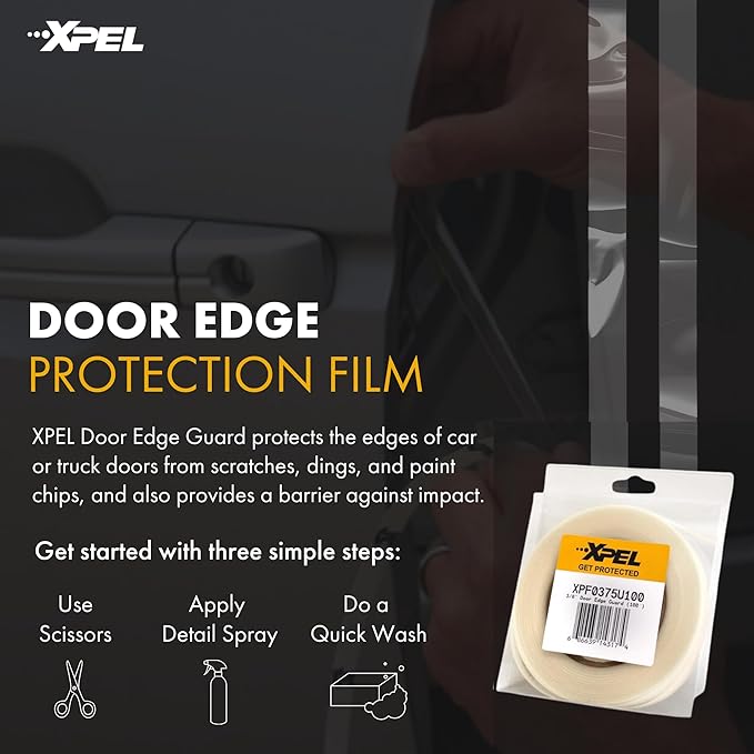 XPEL Door Edge Guard Protection Film Roll, 3/8" x 100' - Car or Truck Doors, Protective Barrier Against Minor Scratches, Paint Chips, Door Edge Impact, and Dings - Prevents Damage and Possible Rust