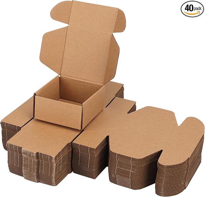 PHAREGE 4x4x2 inch Shipping Boxes Bulk 40 Pack Brown, Tab Lock Tuck Top Mailer Boxes for Packaging Small Business, Small Cardboard Gift Boxes for Wrapping Mailing Present