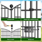 No Dig Decorative Garden Fence 5 Panels with Gate, 40 in (H) x 11.8 ft (L), Dog Fence Outdoor for Yard，Rustproof Metal Animal Barrier Ground Stakes Fencing for Garden, Patio, Flower Bed