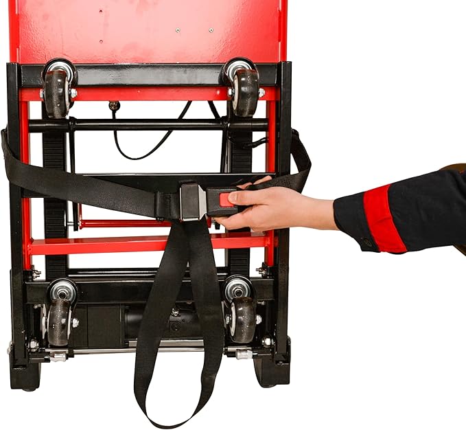 LINE2design Electric Hand Truck Dolly - 441 lb Capacity 160W Motor - Folding Motorized Climber Cart with Safety Strap, Rechargeable Battery - Move Appliances, Furniture - USA