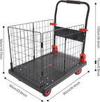 Heavy Duty Foldable Hand Truck, 660 LBS Capacity Heavy Duty Folding Cart, Removable Mesh Cage & Platform Cart, for Commercial Warehouse, Office, Yard