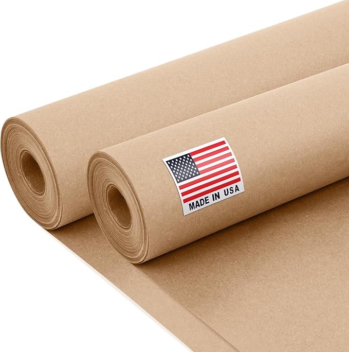 24" x 1200" (100 ft) Brown Kraft Paper Roll (Value Pack of 2), 45 lbs Thickness, Made in USA Colored Kraft Paper for School, Bulletin Board - Odorless, Non-Toxic, Safe for Kids