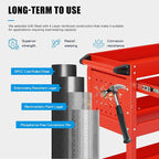 3 Tier Heavy Duty Tool Cart, Mechanic Metal Rolling Tool Cart 900 Lbs Work Carts with Locked Drawers & Pegboard for Garage Workshop