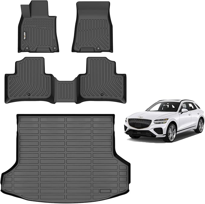 AIPOIL® Floor Mats & Cargo Liner Set for 2022-2025 2026 Genesis GV70 (Not for Electrified) All Weather Protection TPE Anti-Slip Automotive Full Set Custom Car Mats Accessories - Black
