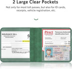 CoBak Car Registration and Insurance Holder - Small and Lightweight Vehicle Glove Box Car Organizer, Auto Truck Comparment Accessories Case for Essential Document, Driver License (Emerald)