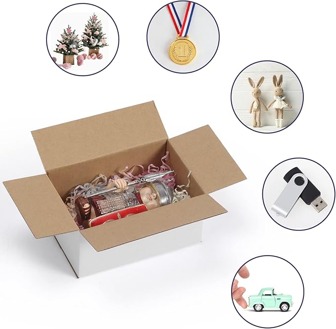 Shipping Boxes 6x4x3 Set of 40, White Corrugated Cardboard Box for Mailing Business Packaging