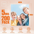 Binditek 200 Pack 5 Mil Thermal Laminating Pouches, 9x11.5 Inches Laminating Sheets, for Letter Size, Ultra Clear, Glossy, Hold 8.5x11 Inches, Heat Seal, School Office Supplies