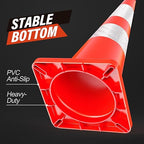RoadHero 6 Pack Traffic Cones 28 Inch Safety Cones with Reflective Collar Orange Cones with Handle PVC Heavy Duty Cones for Parking Lot, Driving Training