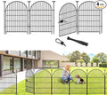 Adavin Tall Garden Fence Animal Barrier with Gate, 40 in(H)×8.8ft(L) 4 Panels No Dig Fence for Dogs, Rustproof Metal Wire Temporary Fences for Dogs Rabbits, Black Garden Fencing for Yard Lawn Patio