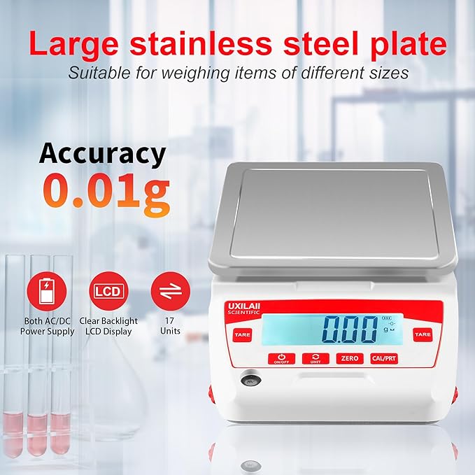 Lab Scale 5000g x 0.01g High Precision Electronic Analytical Balance 0.01g Accuracy Laboratory Balance Digtal Scale Gram Scale Jewelry Scale with 1Kg Calibration Weight