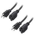[ETL Listed] Cable Matters 2-Pack 16 AWG Heavy Duty 13A Power Extension Cord - 15ft, 3 Prong Power Cord Extension, NEMA 5-15P to NEMA 5-15R, Black