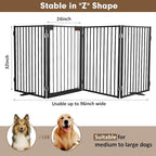 Metal Freestanding Dog Gates with Door,Extra Wide 24", 32" Height Foldable Dog Fence for Indoor & Outdoor, Heavy Duty Freestanding Pet Barrier for Stairs, Doorways, Halls, Kitchen,Yard,Christmas Tree