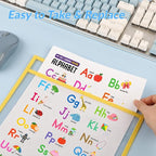 BEVTEE Dry Erase Pocket Sleeves with 1 Ring, 10x14 Inch Clear Plastic Paper Sleeves, Heavy Duty Ticket Holder Pockets, Reusable Sheet Protectors, Teaching Supplies for Classroom Elementary, Pack of 8