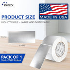 Perco Metallic Silver 3x5 Inch Perforated Sticker Labels — 150 Stickers Per Roll — with Permanent Adhesive for Product Labeling, Gift Boxes, Event Signage, Decorative Packaging & More — Made in USA
