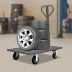 2000LBS Capacity Platform Truck Cart with 360° Rotatable Handle, Heavy Duty Flatbed Hand Truck with 4 Wheels, Industrial Flat Dolly Cart for Factory Warehouses, Garages, Homes