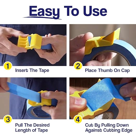 Foampro 149 Tape Cap Compact Tape Dispenser, 3-Pack for 1”, 1 1/2” and 2” Masking and Painter’s Tape | DIY Painting Accessories | Tape Corners, Create Labels, Arts & Crafts Projects & More!