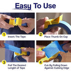Foampro 149 Tape Cap Compact Tape Dispenser, 3-Pack for 1”, 1 1/2” and 2” Masking and Painter’s Tape | DIY Painting Accessories | Tape Corners, Create Labels, Arts & Crafts Projects & More!