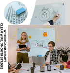 Magnetic Glass Dry Erase White Board Whiteboard Glass Writeboard 40"x60" Tempered Glass Dry Erase Board Wall Mounted Frameless Writing GlassBoard for Office School Home (White)