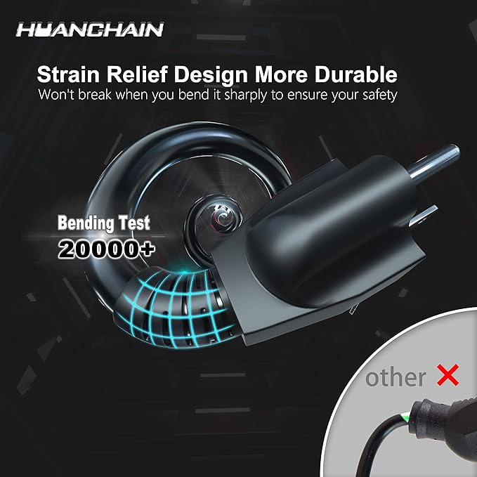 HUANCHAIN 6 FT 16 Gauge Black Indoor Outdoor Extension Cord Waterproof, Flexible Cold Weather 3 Prong Electric Cord Outside, 13A 1625W 125V 16AWG SJTW, ETL Listed