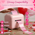 Ctosree 500 Pcs/ 1 Roll Thermal Sticker Labels Self Adhesive Direct Thermal Labels Multipurpose Printer Stickers for DIY, Name Tag(Heart,1.5 Inches,Shimmering Pink Gradient)